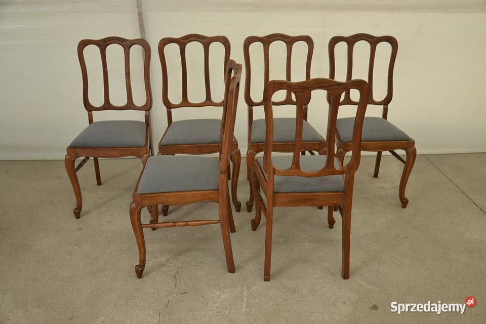 krzesła ludwikowskie komplet 6 krzeseł łódzkie Poddębice