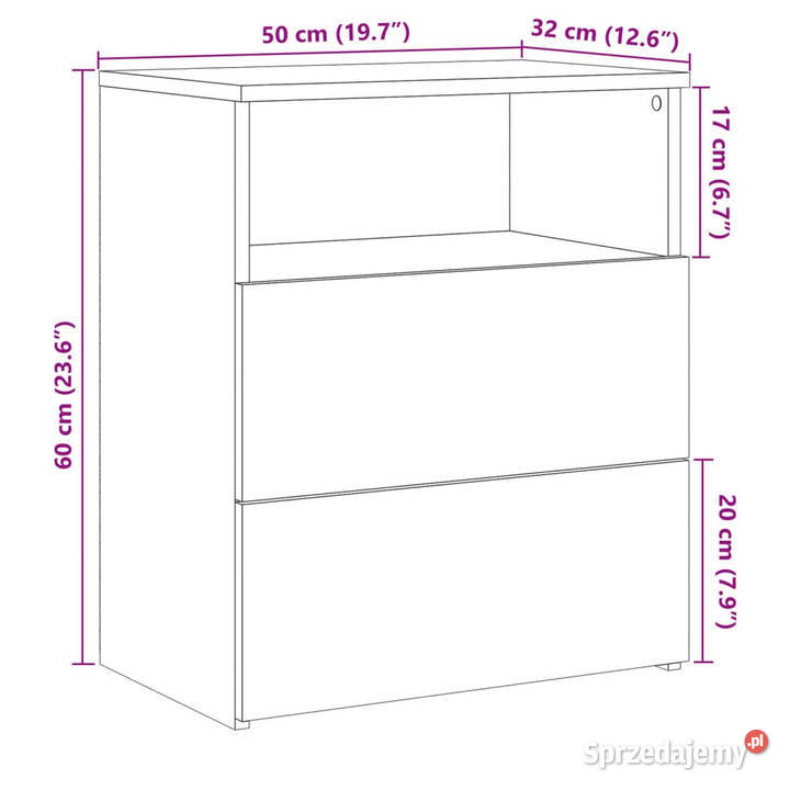 Szafka nocna dąb artisan 50x32x60 materiał