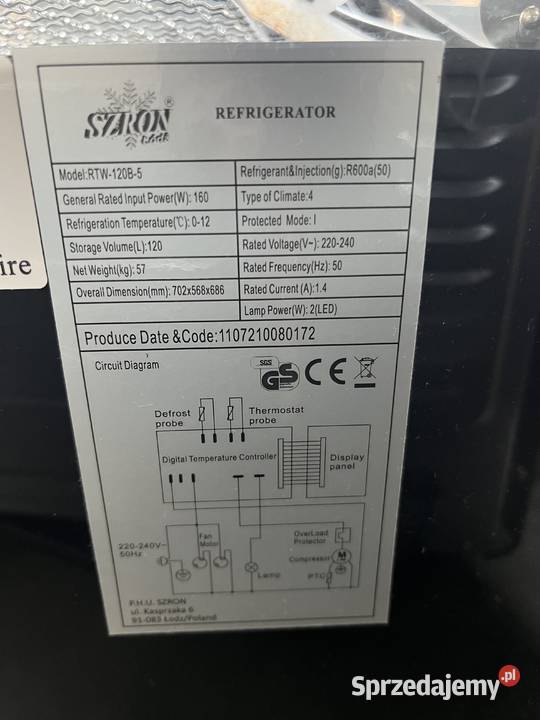 Witryna chłodnicza SZRON RTW120B5