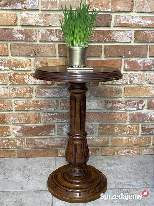 Stolik orzechowy kwietnik podstawa lite drewno