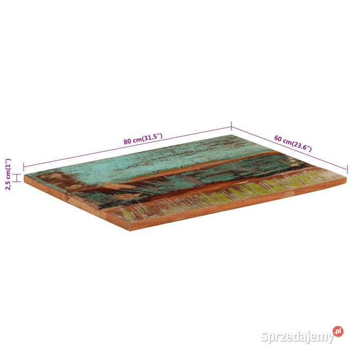 Prostokątny blat stołu 60x80 2527 mm lite drewno mazowieckie