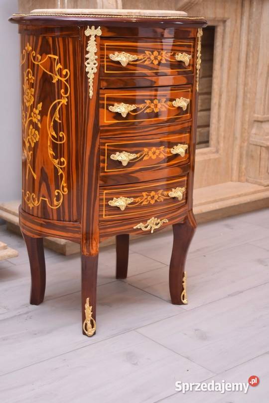 Drewniana Komoda Blat Marmur Styl Barok 4 Kraków