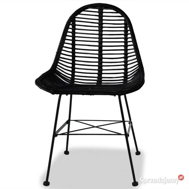 Krzesła stołowe 2 czarne naturalny rattan244571 Warszawa