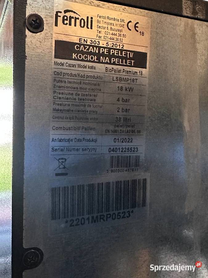 Ferroli BIOPELLET PRO PREMIUM 18 kw małopolskie Nowy Sącz
