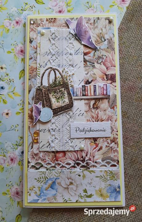 Kartka podziękowanie personalizowana handmade Ryki