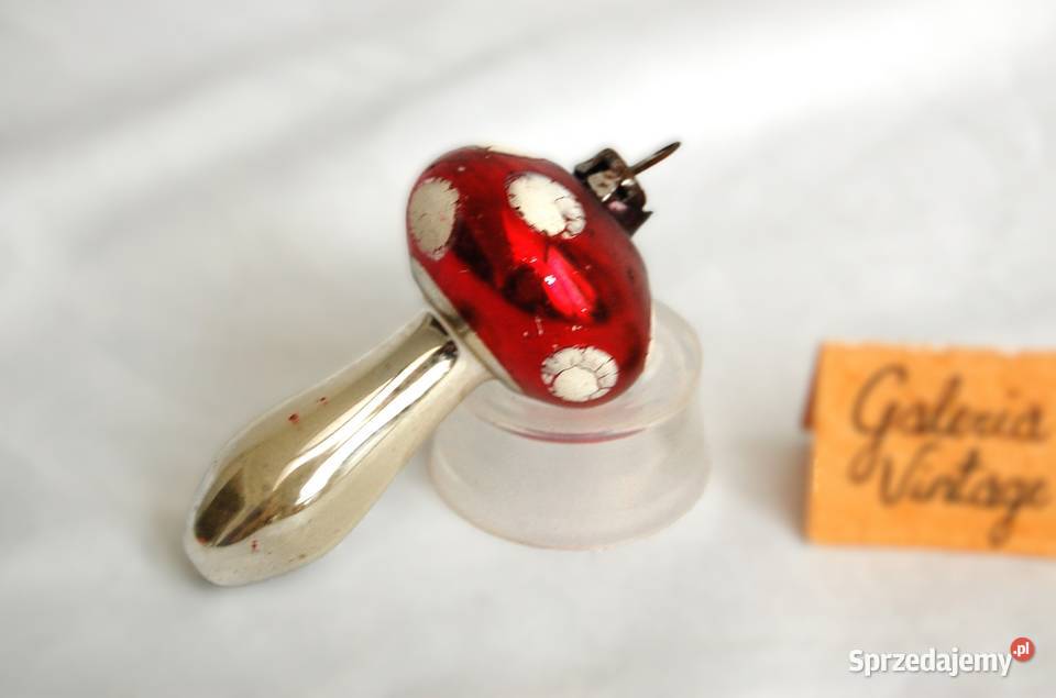 Stara bombka szklana ręcznie malowana muchomorek wielokolorowy Lublin