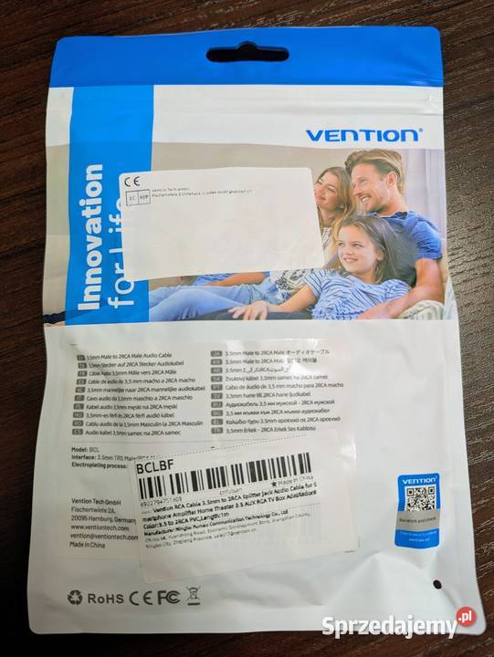 Kabel Vention Jack 35 do 2xRCA o długości 1m