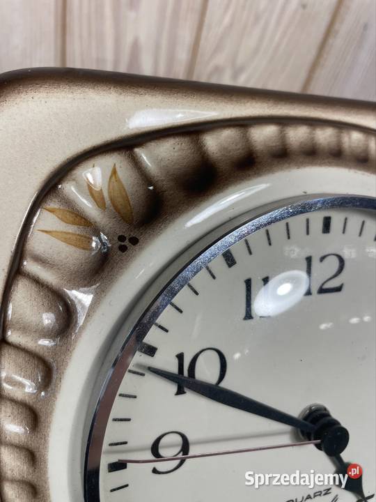 Ceramiczny zegar ludowy malowany Vintage