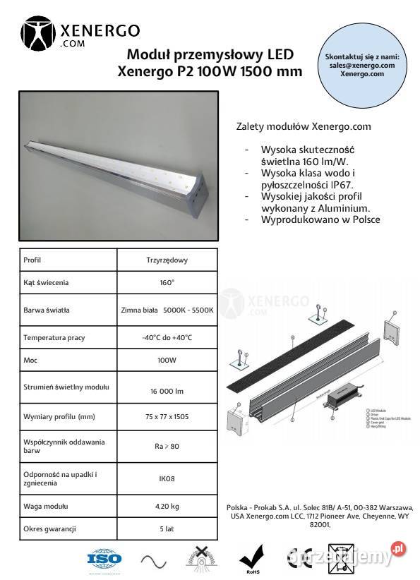 Moduł Przemysłowy LED 100W 2000mm Wola Gołkowska