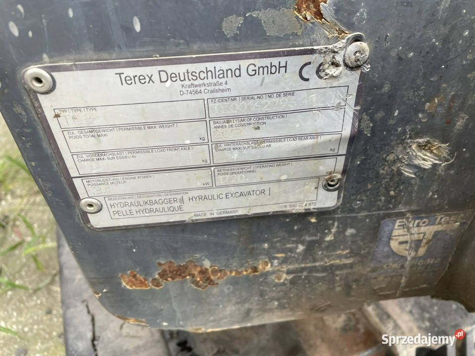 Inna inny Mini Koparka TEREX TC 16 2013 VAT marża dolnośląskie Syców