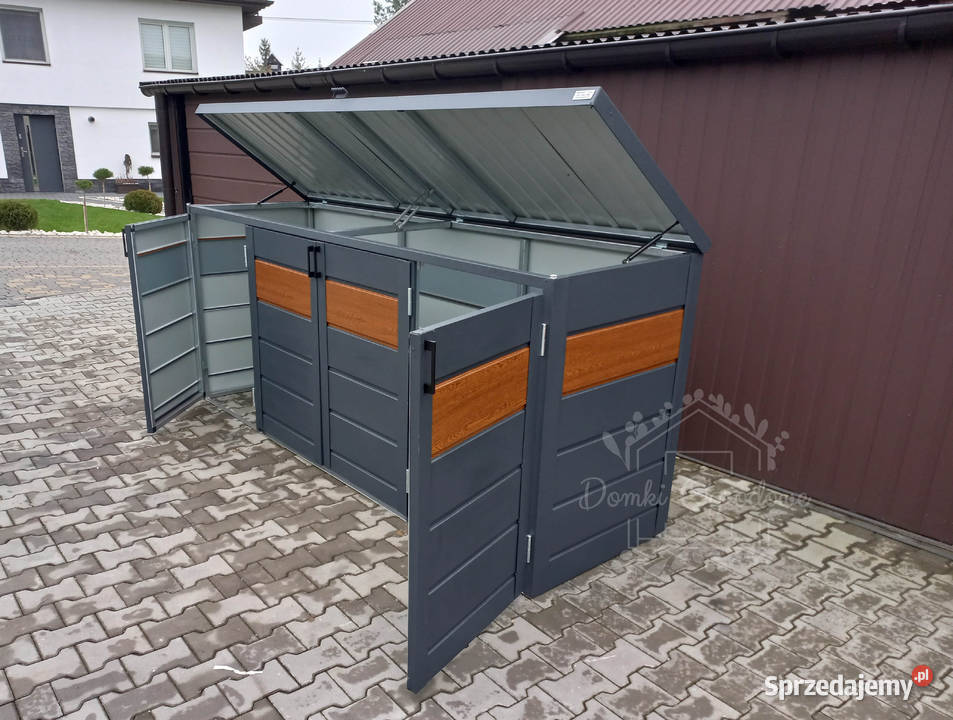Zabudowa koszy na śmieci wiata 275x80x120 4x240L Czersk