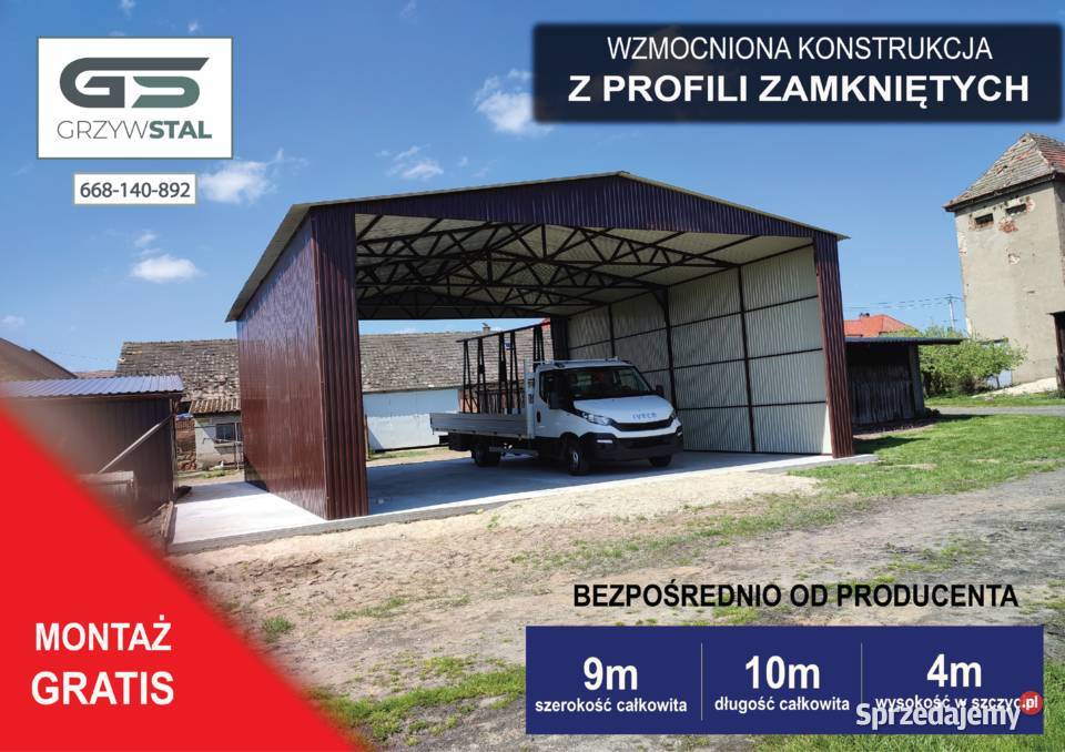 A2 Garaż Blaszany OtwartaWiata wysoka 9x10 289zł/m2 Krotoszyn sprzedam