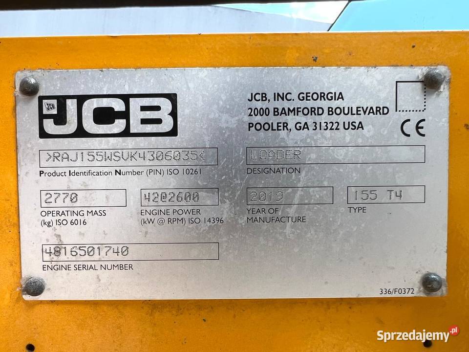 Ładowarka burtowa JCB 155 niski przebieg 2019r Brzeźnica sprzedam