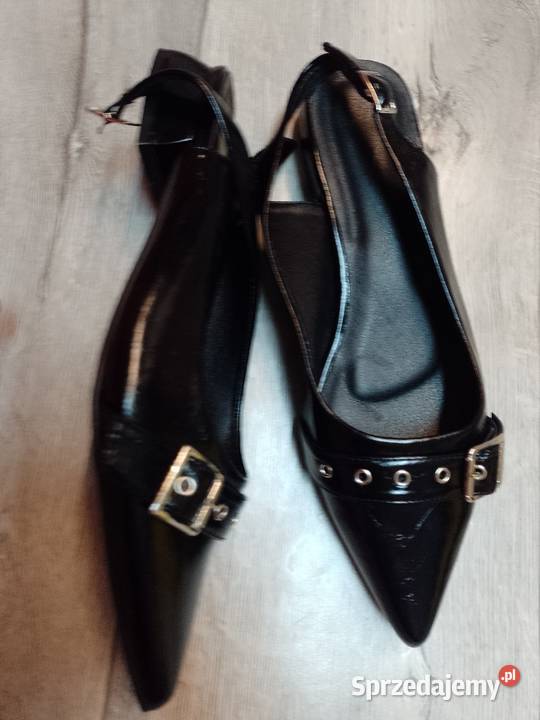 4041 Czarne baleriny wieczorowe z odkrytą piętą Kraków