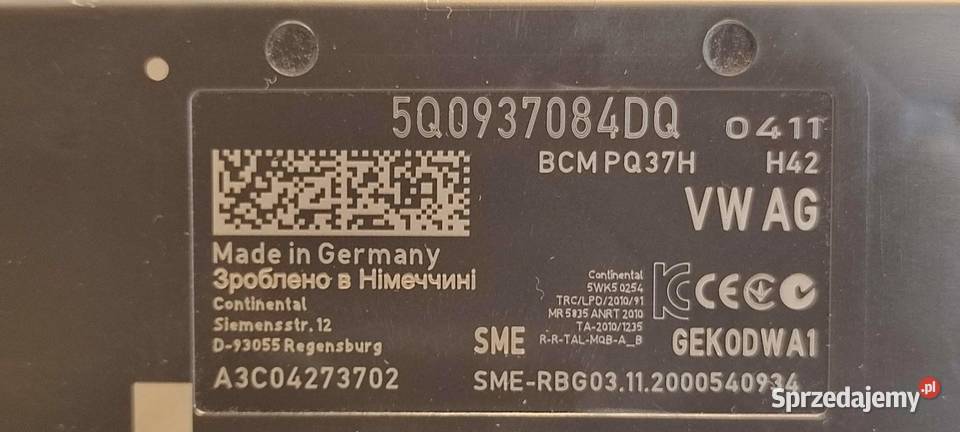 VW TIGUAN II MODUŁ KOMFORTU 5Q0937084DQ osobowe sprzedam