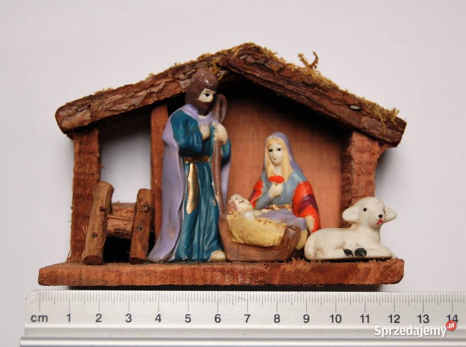 Szopka vintage Święta Rodzina drewniana stajenka Lublin