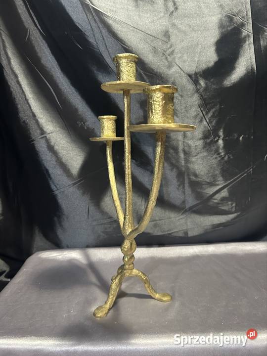 Świecznik mosiądz śląskie Kozy