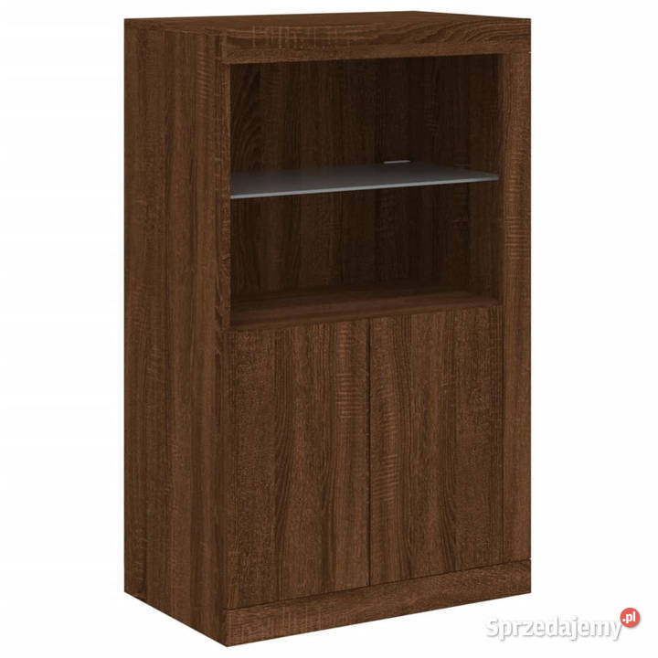 Szafka z oświetleniem LED brązowy dąb 162x37x100