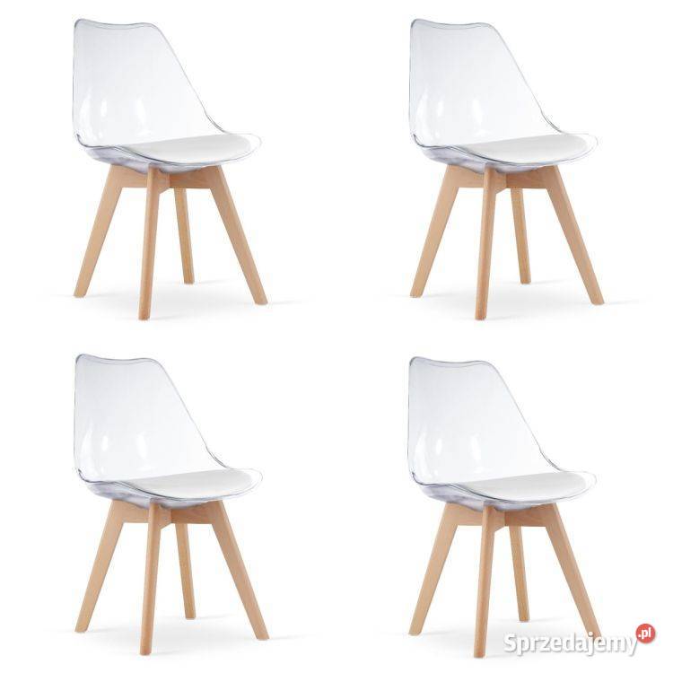 Zestaw czterech krzeseł przezroczyste nogi Bielsk Podlaski