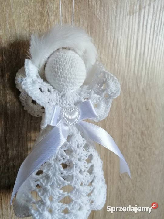 Aniołek biały szydelkowy na choinkę Dekoracja Katowice