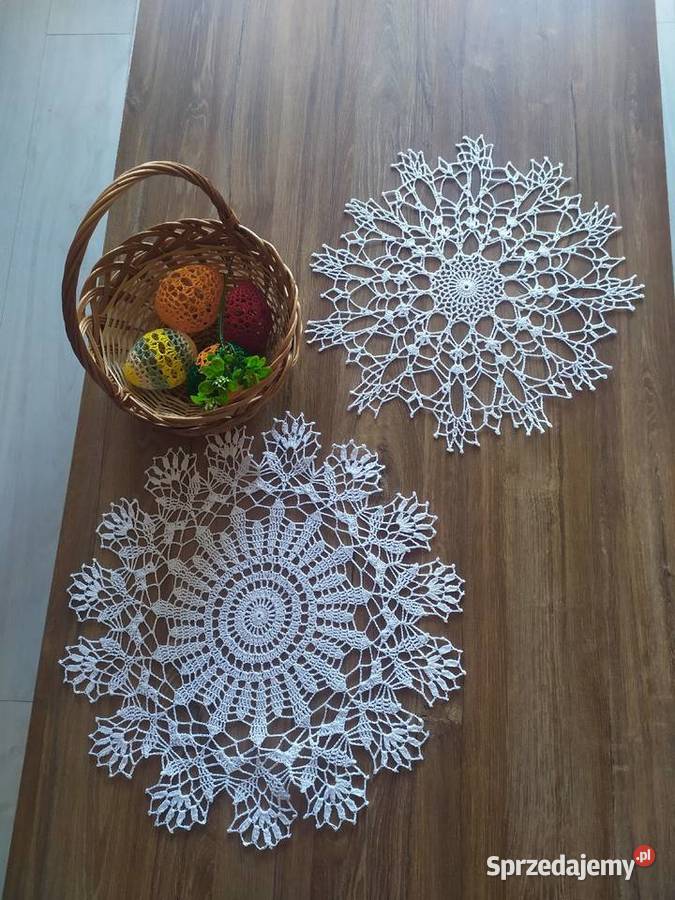 Serwetka do koszyczka wielkanocnego handmade biały Wręczyca Wielka