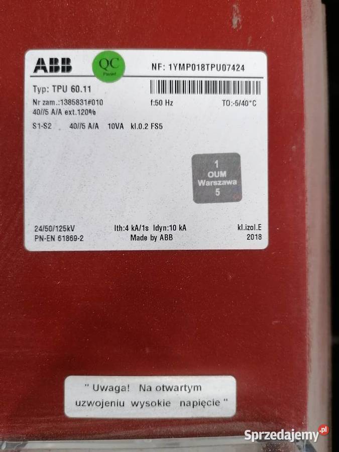 Sprzedam przekładniki ABB łódzkie Piotrków Trybunalski