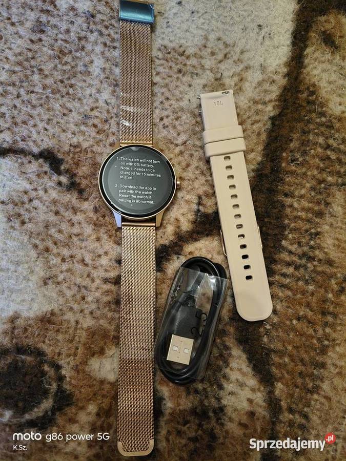 Smart watch złoty model I 180 złoty ekran