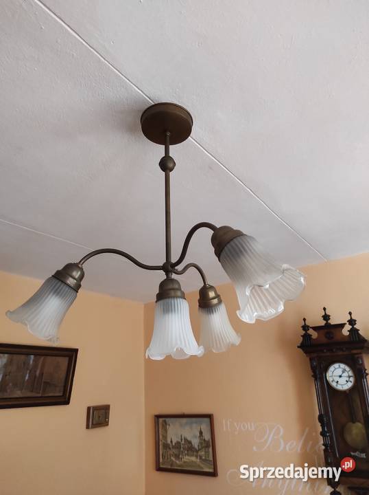 Żyrandol mosiężny 4 piunktowy lampka stołowa Warszawa sprzedam