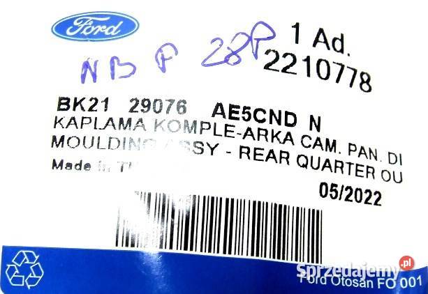NAKŁADKA LISTWA BOKU TYŁ PRAWA FORD TRANSIT Głogów