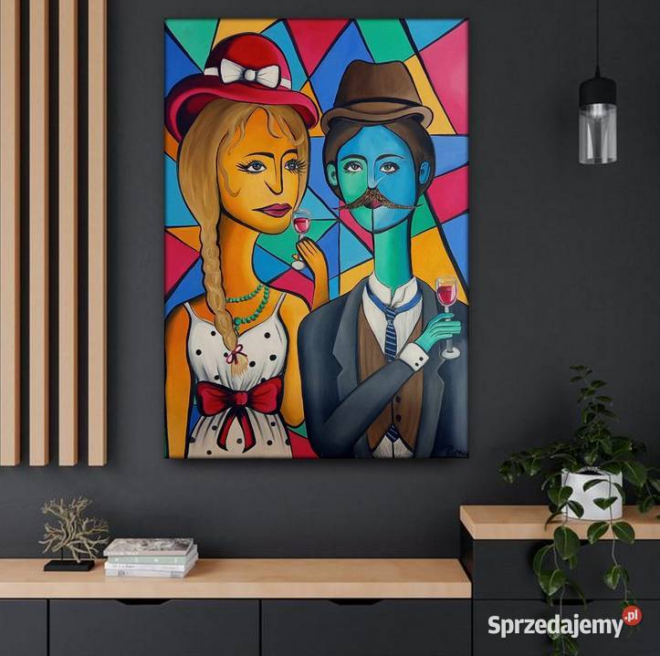 Obraz olejny Para z winem