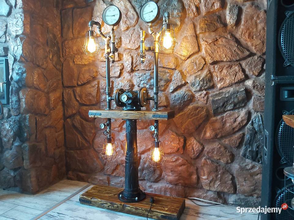 Lampy industrilane loft dębowe stare drewno stal Warszawa