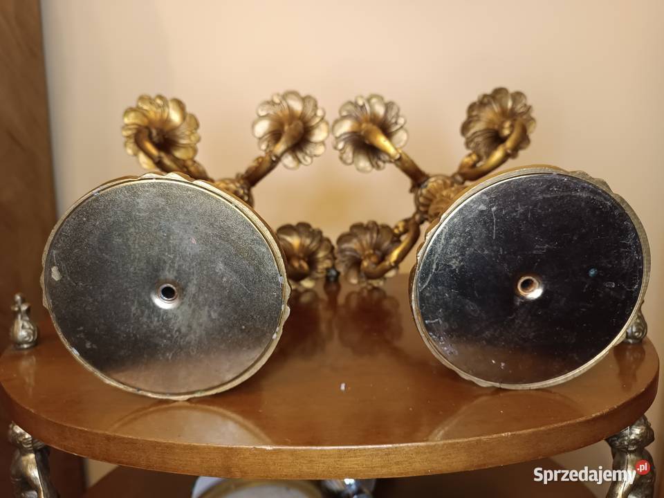 Świeczniki kandelabry brąz Antyki wielkopolskie Budzyń