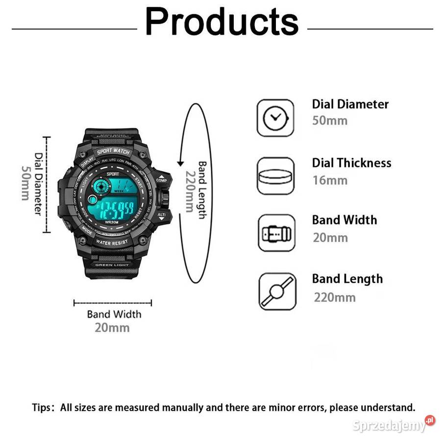 Zegarek męski wojskowy elektroniczny sportowy Gorzów Wielkopolski