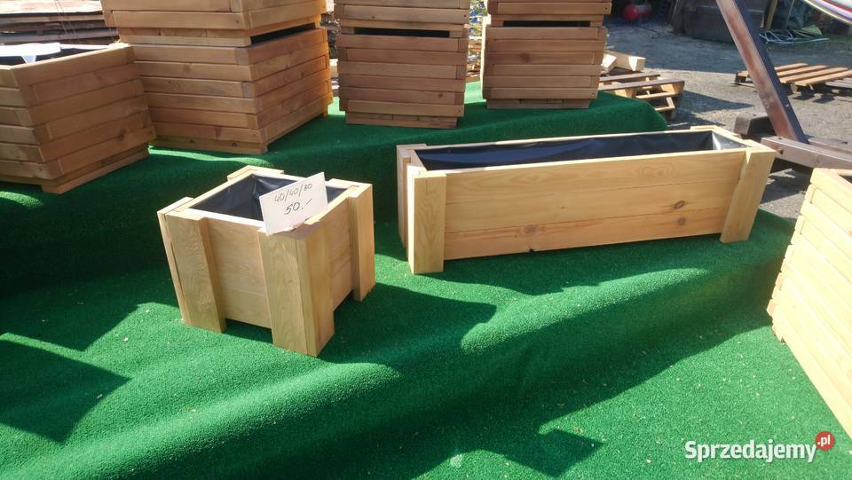 Donica drewniana doniczka skrzynka 1203030 folia mazowieckie Józefów