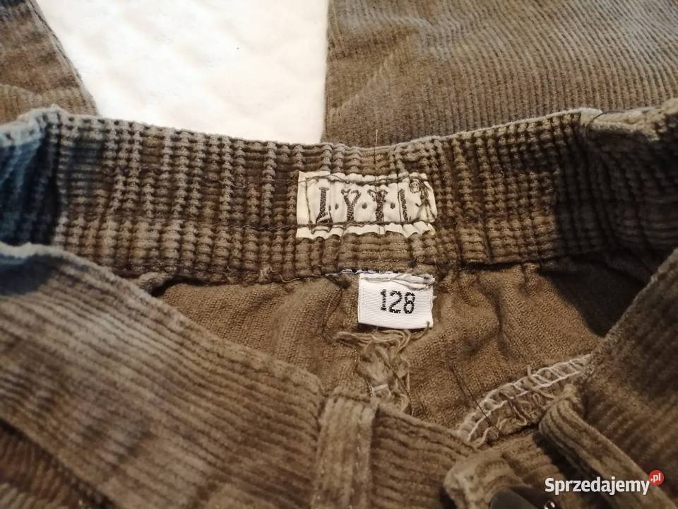 Spodnie sztruksowe brązowe prążki 128 Odzież Czeladź