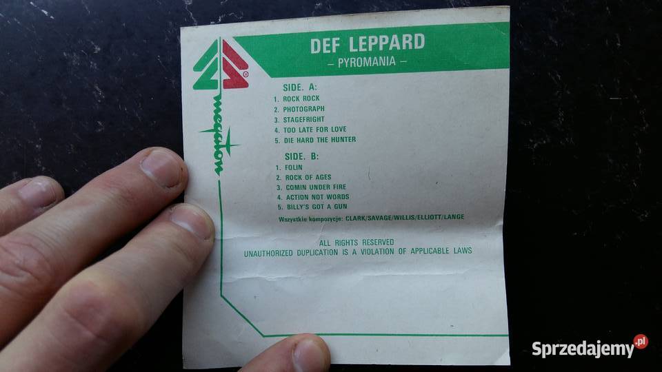 Kaseta magnetofonowa Def Leppard Pyromania Wyd Siemiatycze
