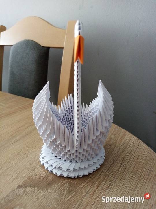 Łabędź Biały Origami Modułowe 3D Rękodzieło Kwidzyn
