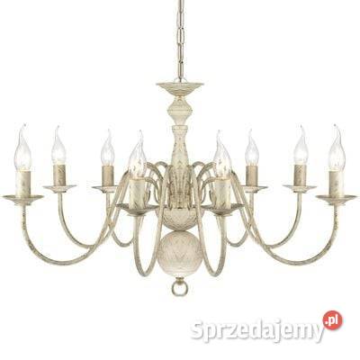 Biały metalowy żyrandol w starym stylu 8 Warszawa