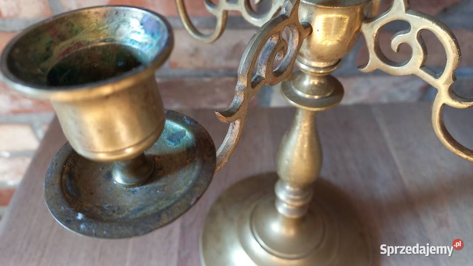 Świecznik mosiężny pięcioramienny Kandelabr 40 Gawroniec