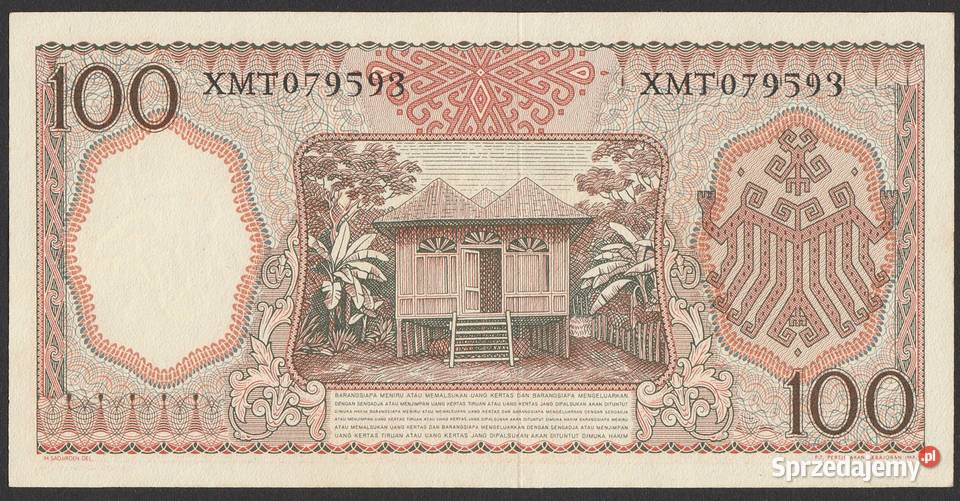 INDONEZJA 100 RUPIAH 1958 STAN UNC Numizmatyka Łódź
