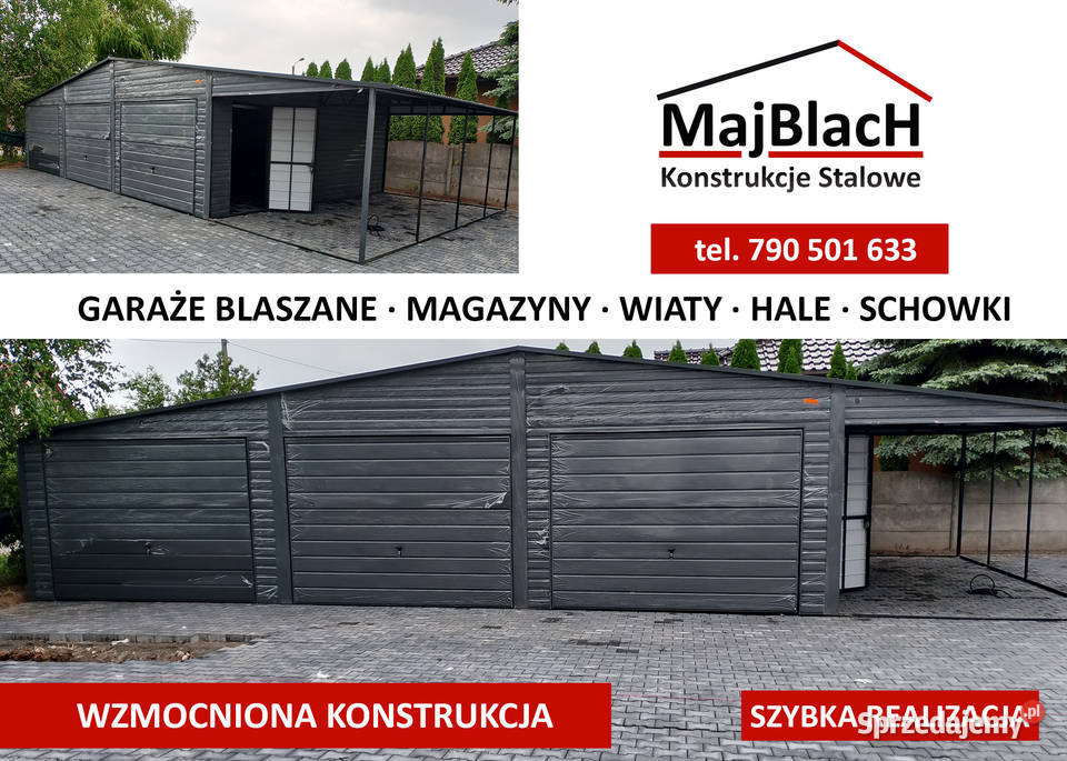 Grafitowy Blaszak bramy uchylne TANIO Garaże Jelenia Góra