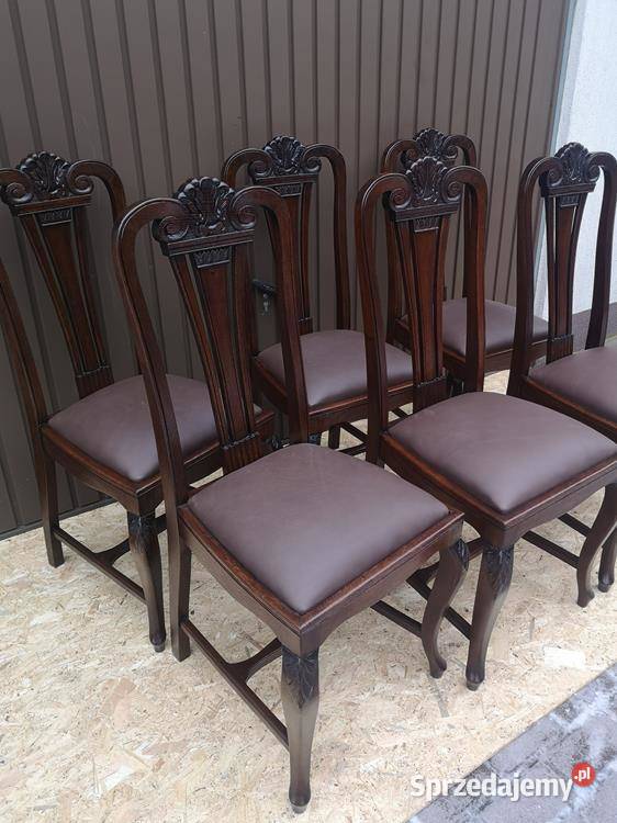 Krzesła Dębowe Wysokie Politura Stare Antyk Swarzędz
