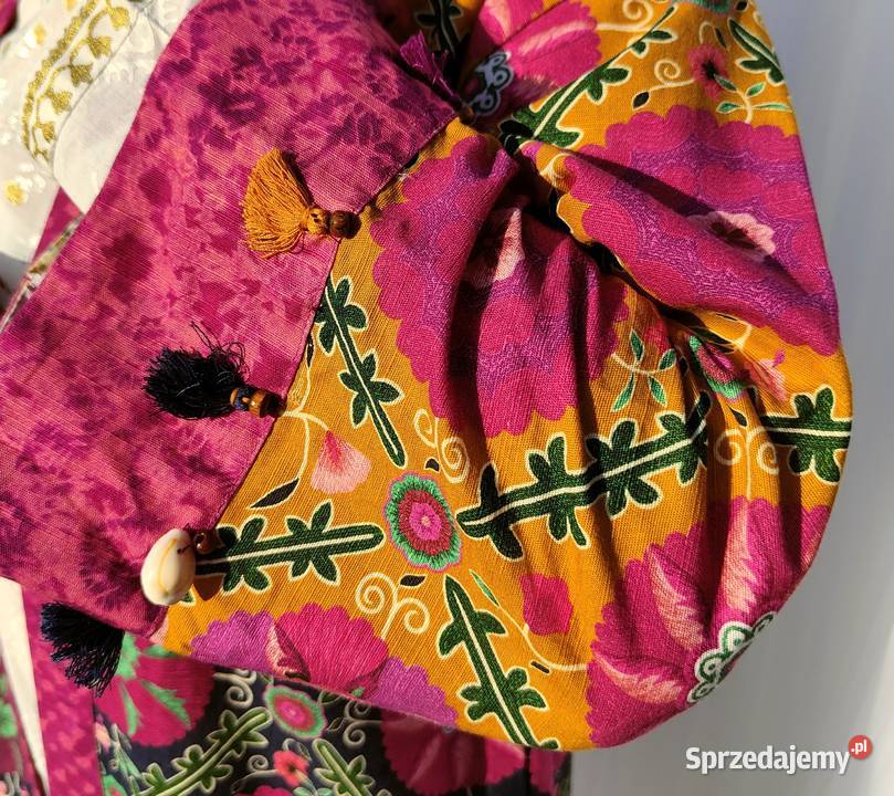 Długa narzutka kimono S 36 kolorowe bawełna folk Szczecin