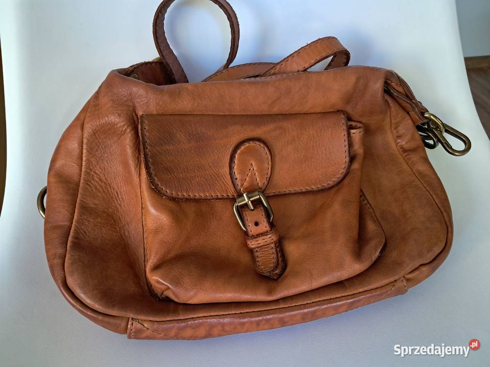 brązowa skórzana torebka genuine leathe stan wys Sandomierz