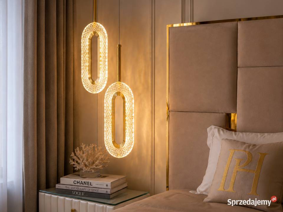 Żyrandol złoty nowoczesny lampa wisząca glamour sprzedam