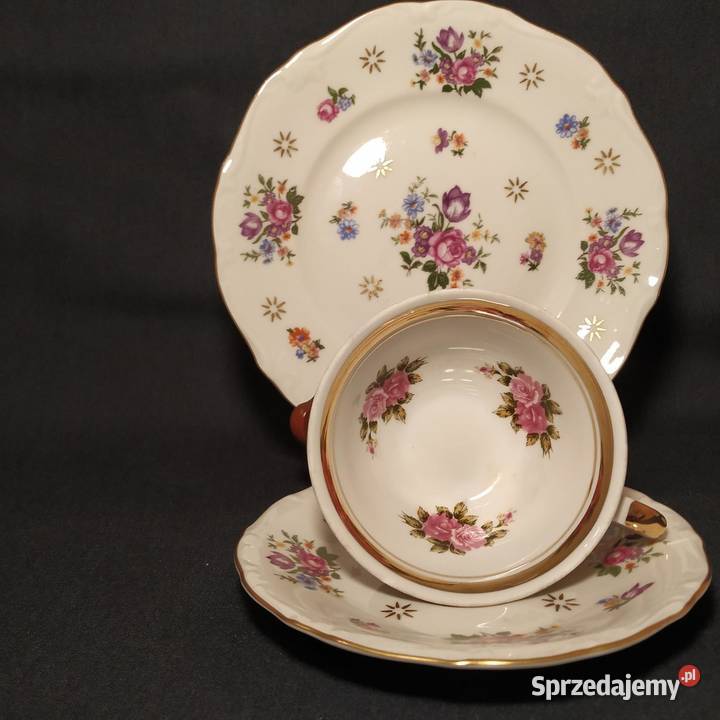 Elegancki Zestaw Śniadaniowy Trio Fine China GDR Piła