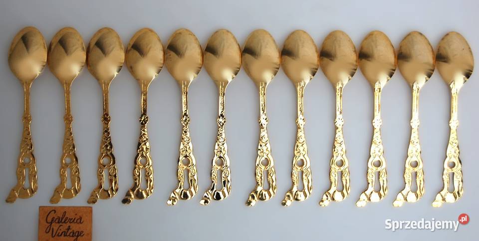 Platerowane złotem złote łyżeczki do kawy 12 Lublin sprzedam