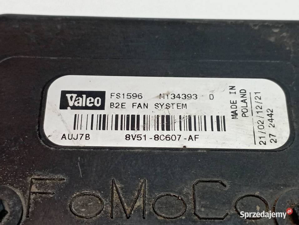 WENTYLATOR CHŁODNICY 14 B 8V518C607AF Ford Rok produkcji 2012 sprzedam