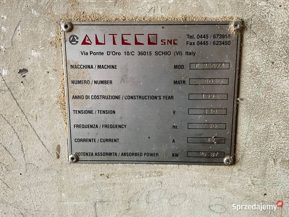 Strugarka czterostronna do drewna AUTECO E 2504 Romanowo Dolne