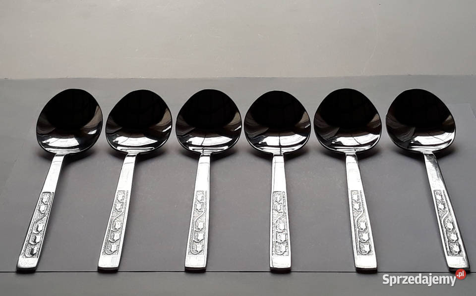 Łyżki obiadowe 3 KONWALIE Gerlach sztućce PRL śląskie Dąbrowa Górnicza